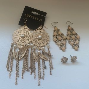 Set of 3 - boho and stud earrings